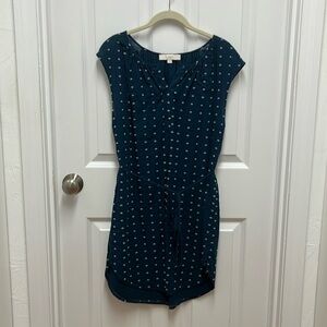 Loft Peacock Blue Patterned Minidress‎ - Small